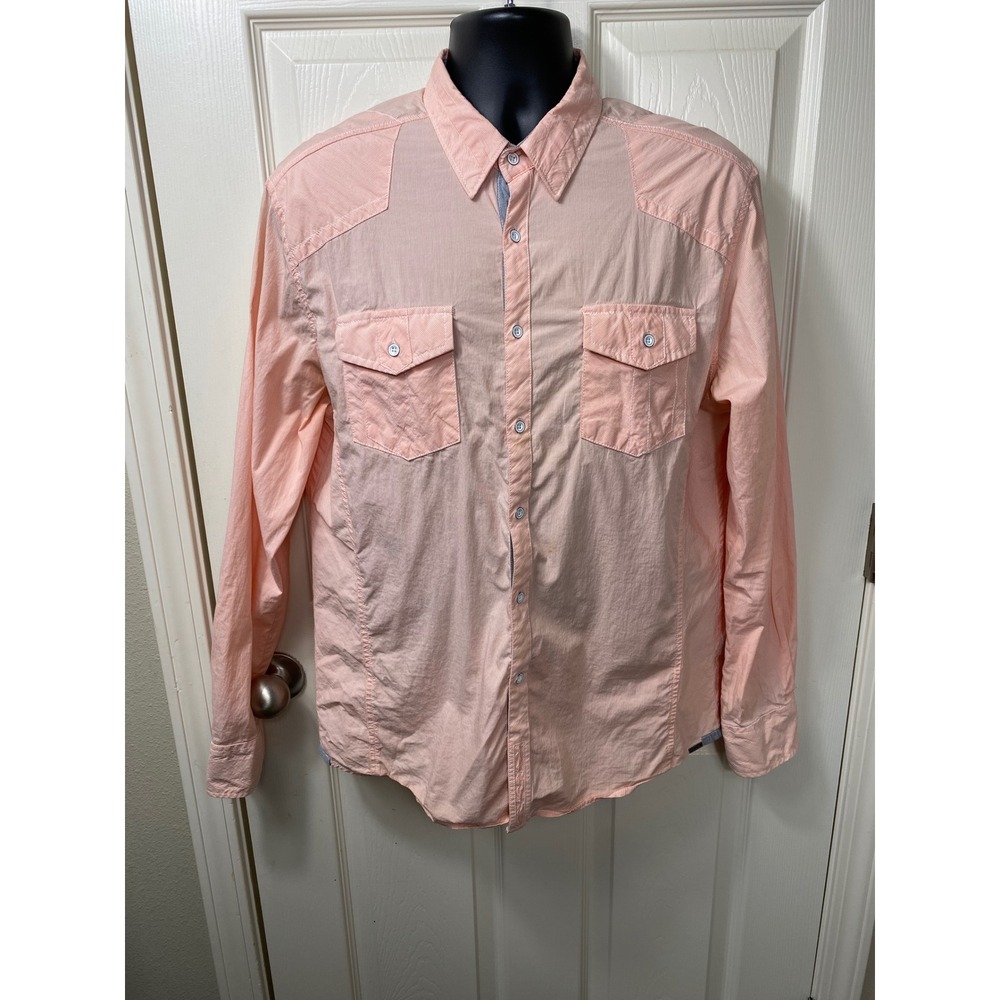 Buckle Black Men's Button Down Shirt Standard Fit Long Sleeve Casual Size Large